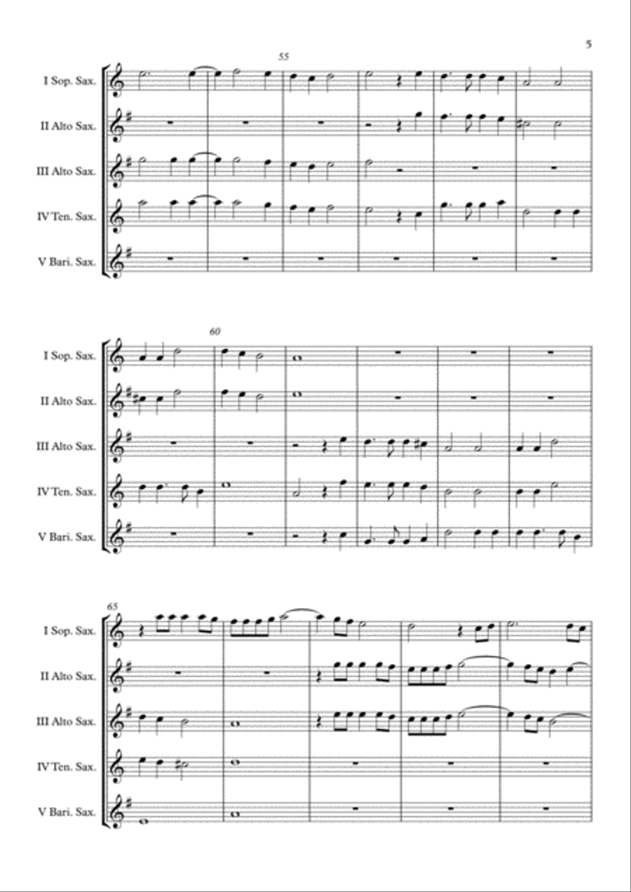 Madrigal Ahi dolente partita (Claudio Monteverdi) Saxophone Quintet arr. Adrian Wagner Saxophone Quintet scores gallery preview page 5