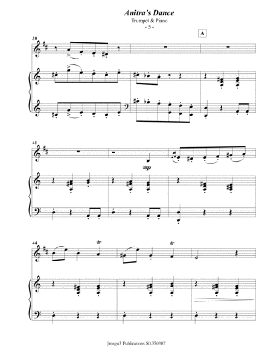Grieg: Anitra's Dance from Peer Gynt Suite for Trumpet & Piano B-Flat Trumpet scores gallery preview page 6