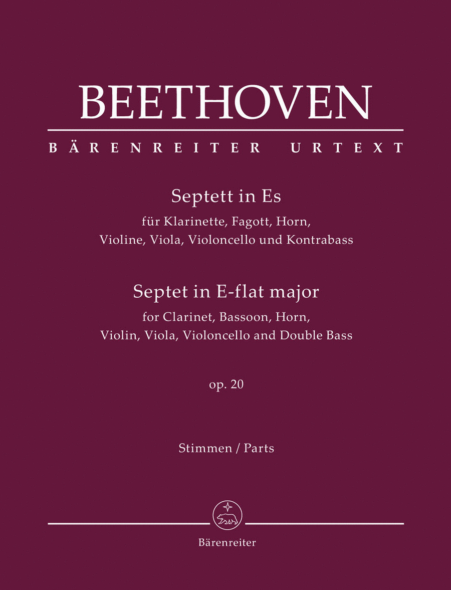 Book cover for Septet for Clarinet, Bassoon, Horn, Violin, Viola, Violoncello and Double Bass in E-flat major, op. 20