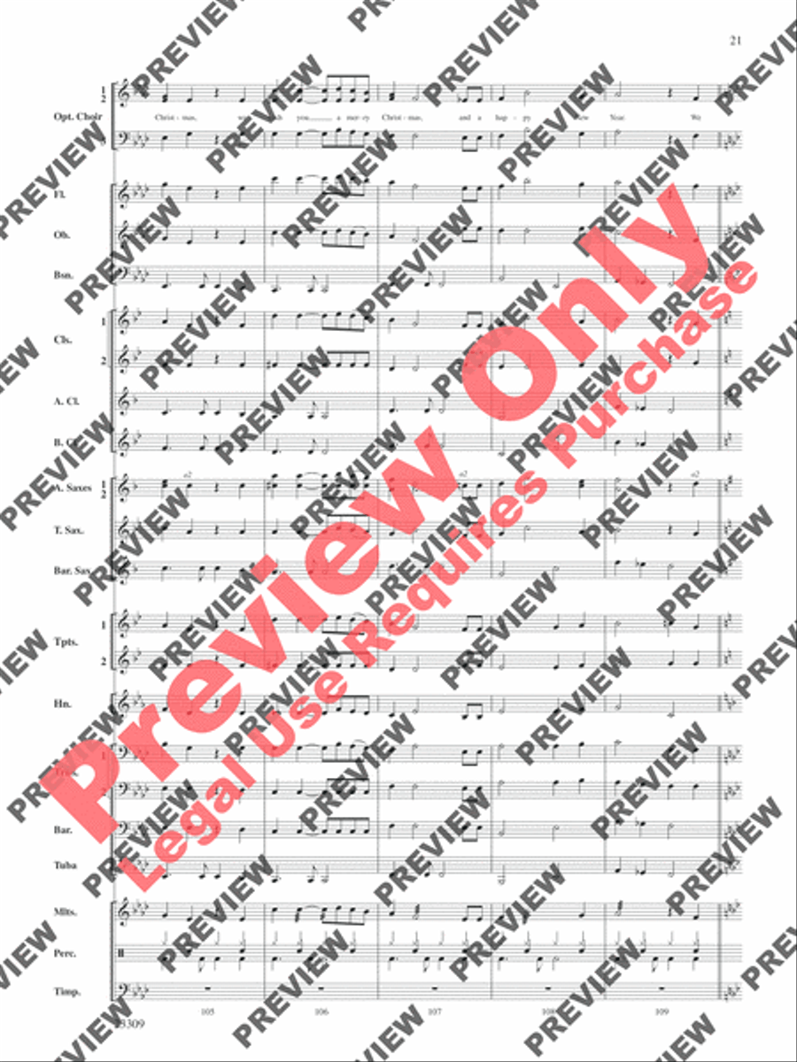 Merry Christmas to All (A Medley of Carols) Concert Band scores gallery preview page 22
