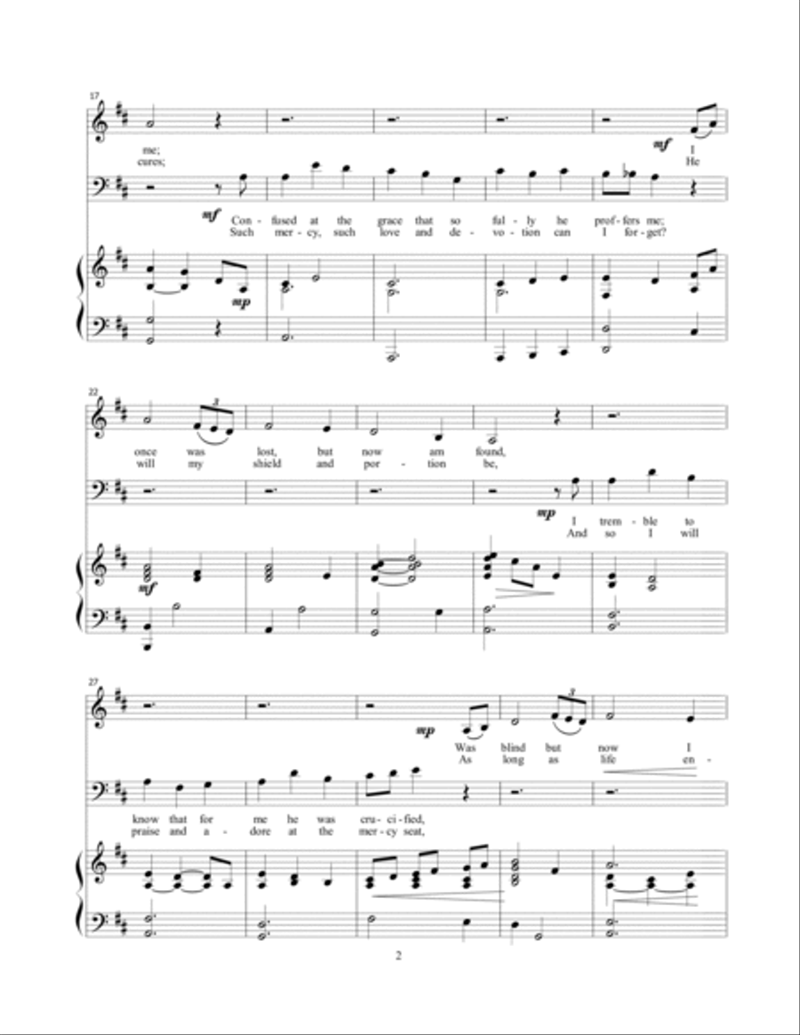 Amazing Grace/ I Stand All Amazed MASHUP for duet and choir 4-Part scores gallery preview page 3