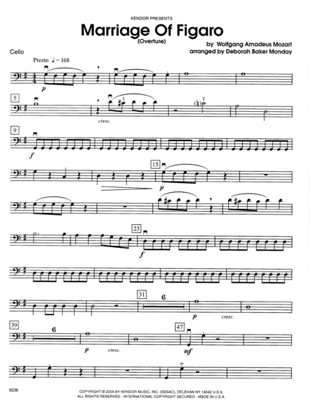 Marriage Of Figaro (Overture) - Cello