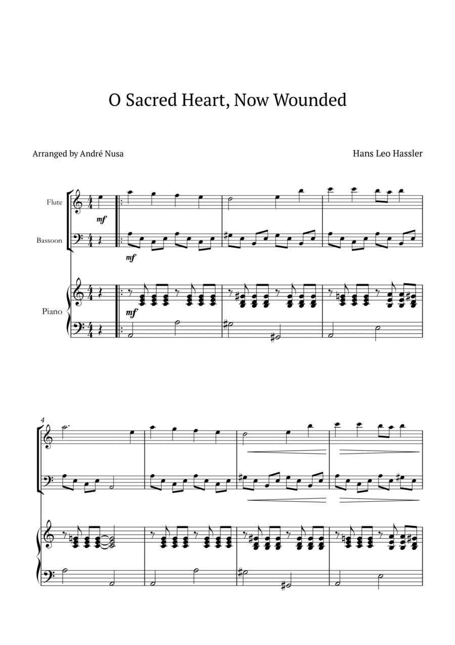 O Sacred Heart, Now Wounded Bassoon scores gallery preview page 1