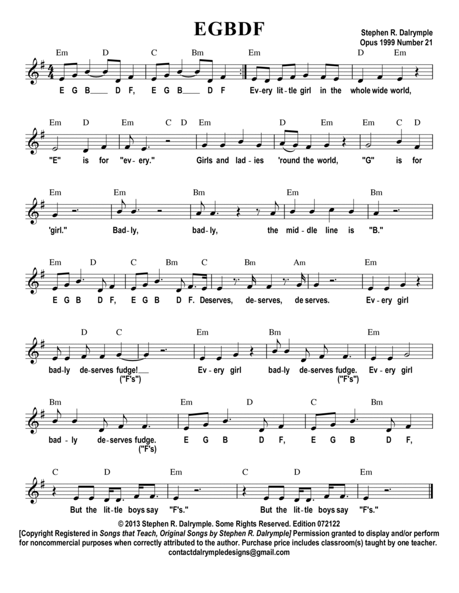 E G B D F Voice scores gallery preview page 1