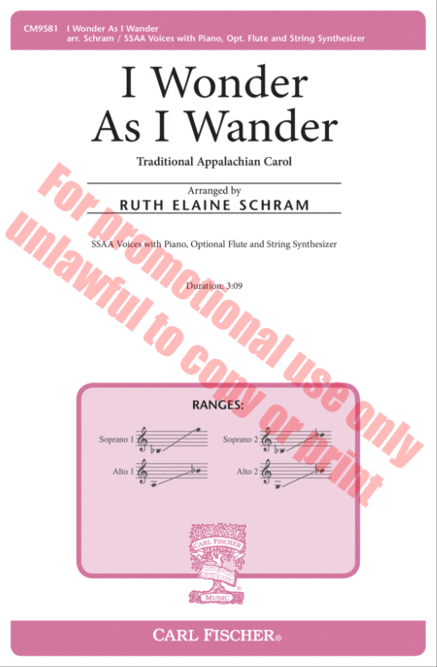 I Wonder As I Wander SSAA scores gallery preview page 2