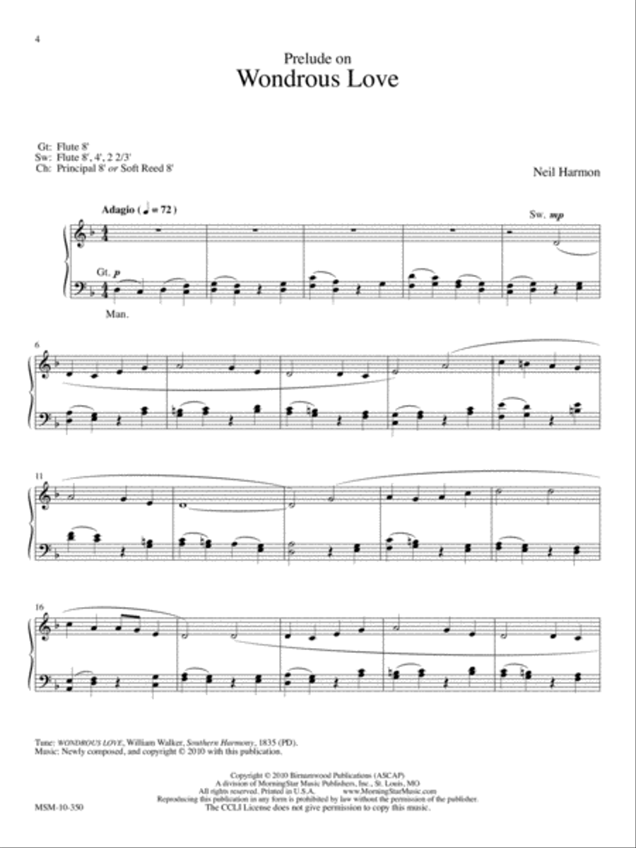 Wondrous Love: Four Lenten Preludes for Organ Organ Solo scores gallery preview page 2