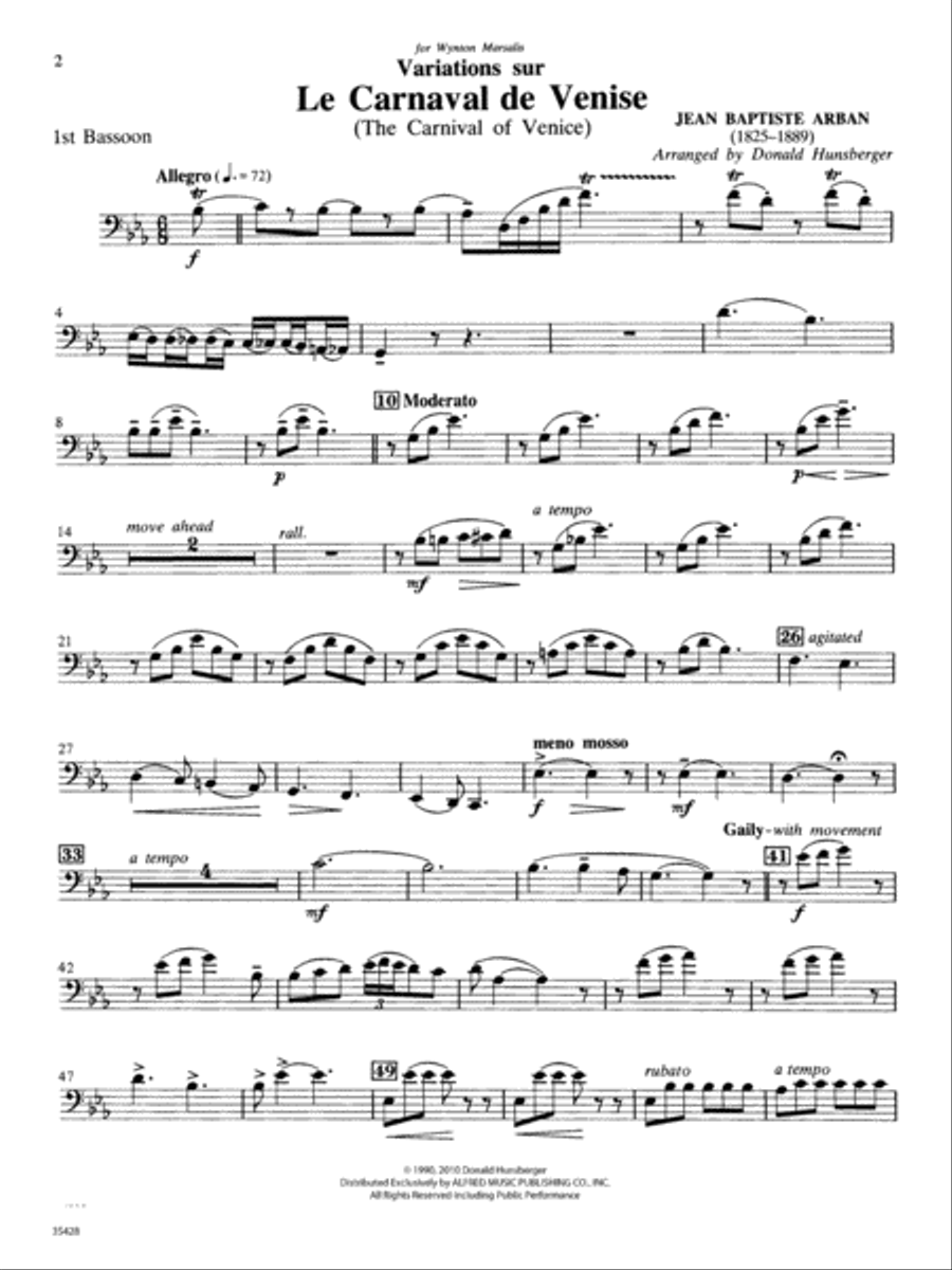 Le Carnaval de Venise: Bassoon Concert Band scores gallery preview page 1