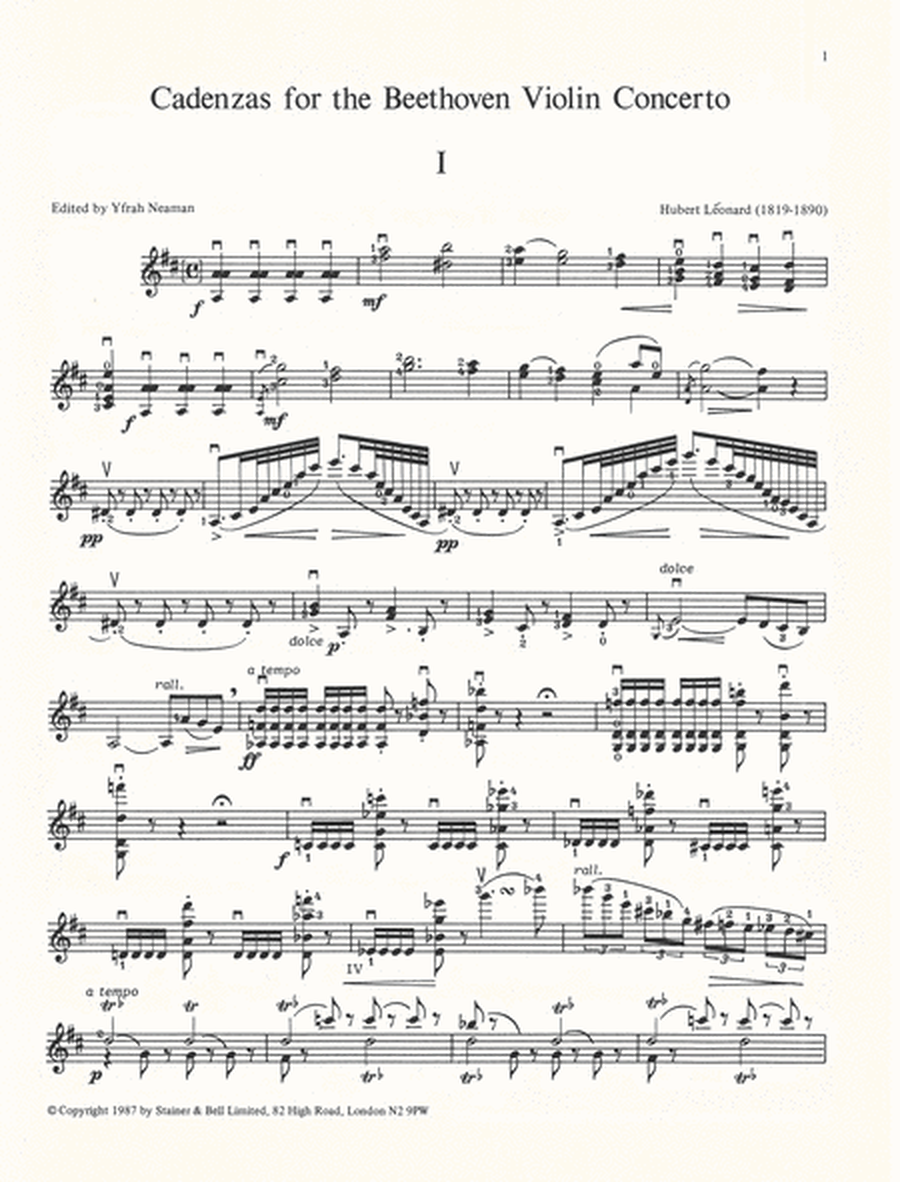 Cadenzas for Violin Concerto in D by Yfrah Neaman and Hubert Leonard
