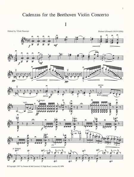 Cadenzas for Violin Concerto in D by Yfrah Neaman and Hubert Leonard