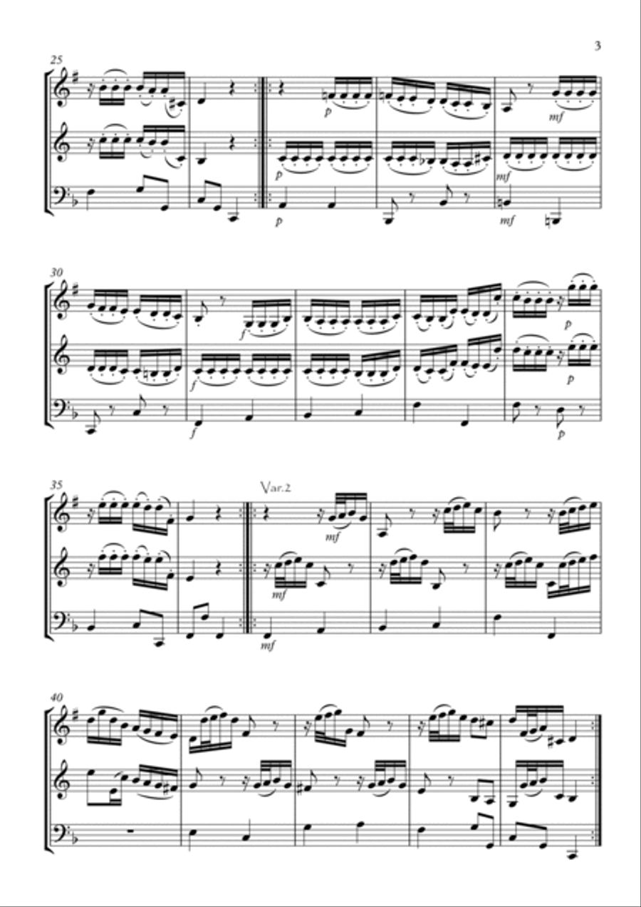 Divertimento (originally in Bb) No.8 Small Ensemble scores gallery preview page 3