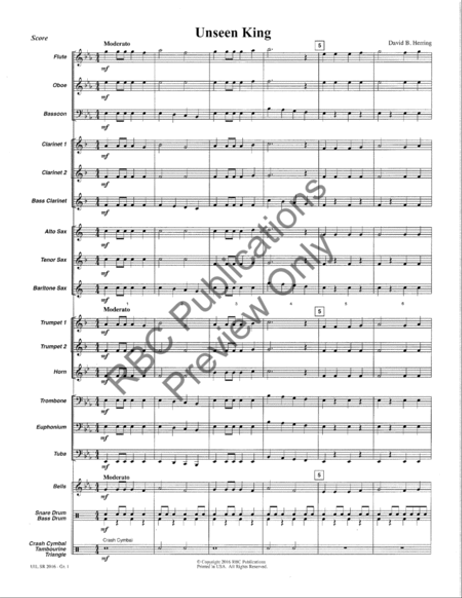 Unseen King Concert Band scores gallery preview page 4