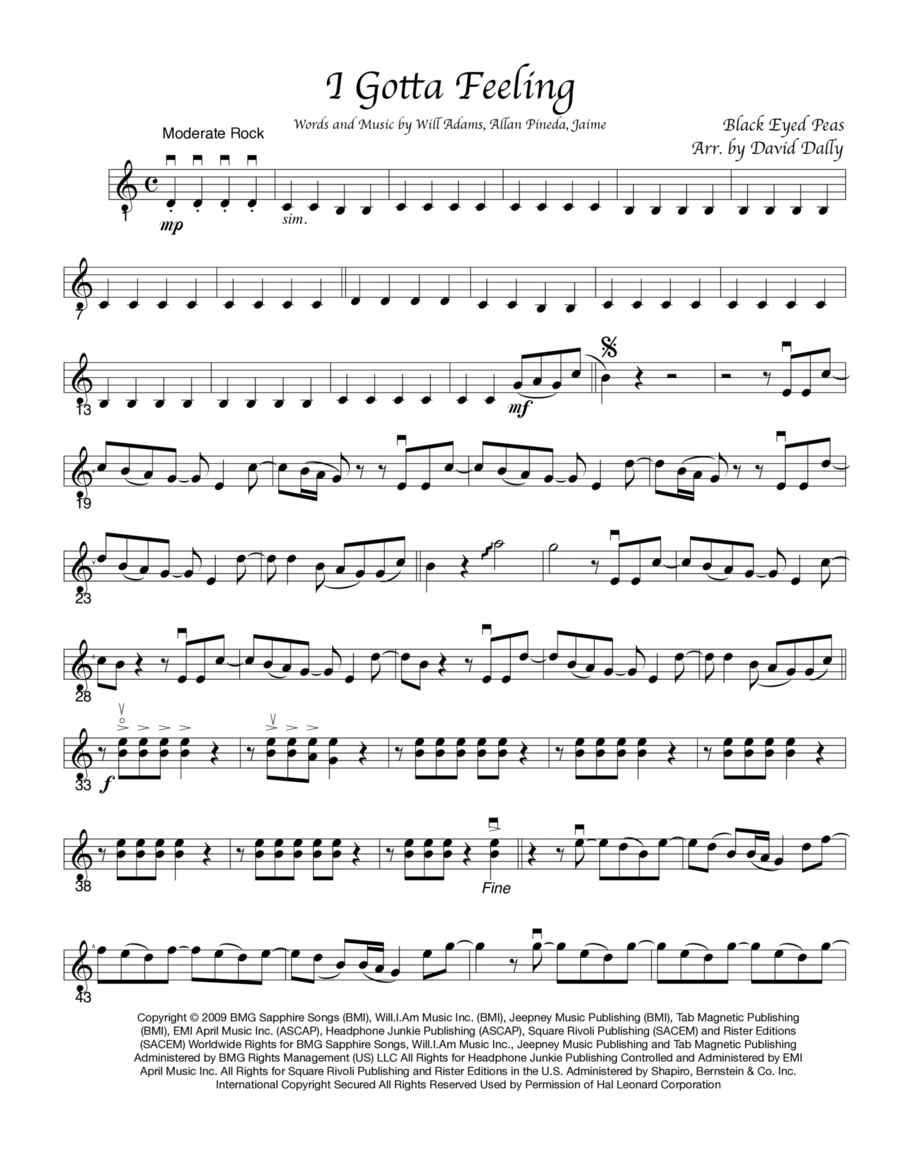 I Gotta Feeling String Quartet scores gallery preview page 1