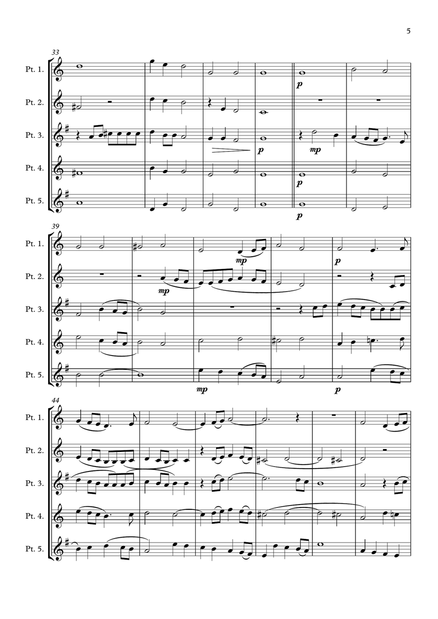 Monteverdi - The Seventh Book of Madrigals (1619) - 08.Vorrei baciarti a5 Brass Ensemble scores gallery preview page 5