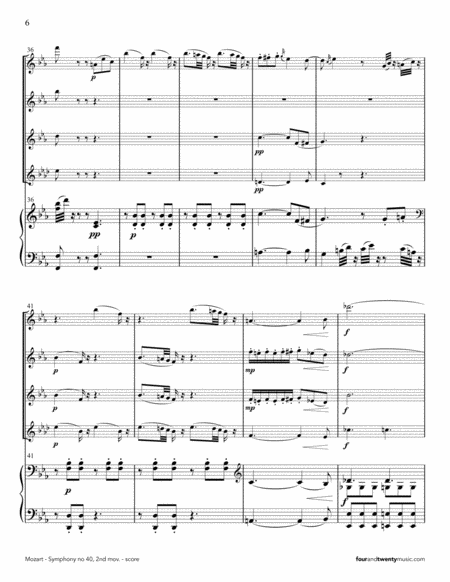 Symphony No 40, second movement, arranged for 4 flutes and piano image number null