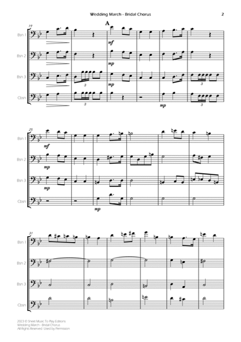 Wedding March (Bridal Chorus) - Bassoon Quartet (Full Score and Parts) image number null