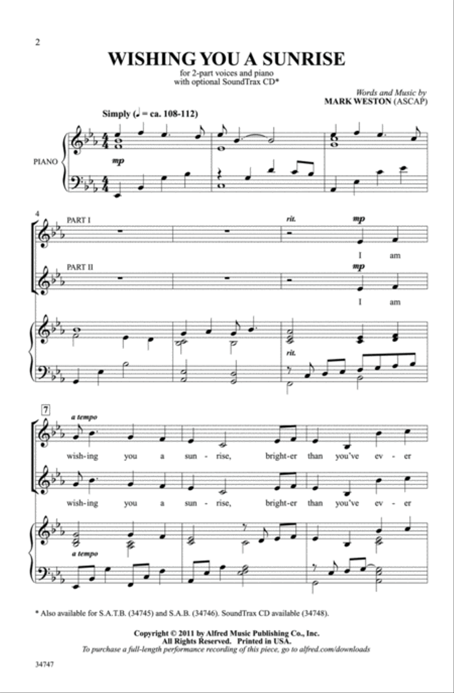 Wishing You a Sunrise Wishing You a Sunrise 2-Part scores gallery preview page 2