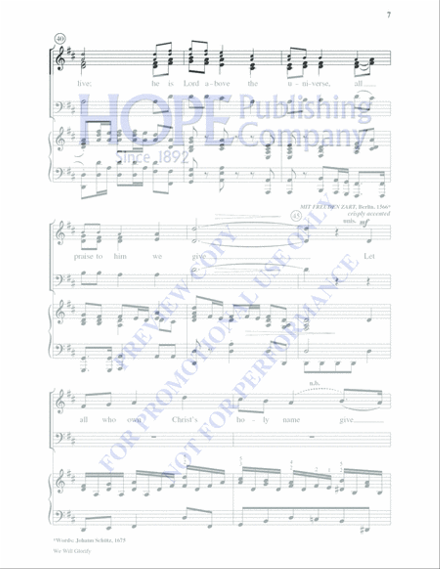 We Will Glorify 4-Part scores gallery preview page 7