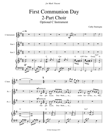 First Communion Day (2-Part Choir, Chords, Piano Acc., Optional C Instrument) image number null