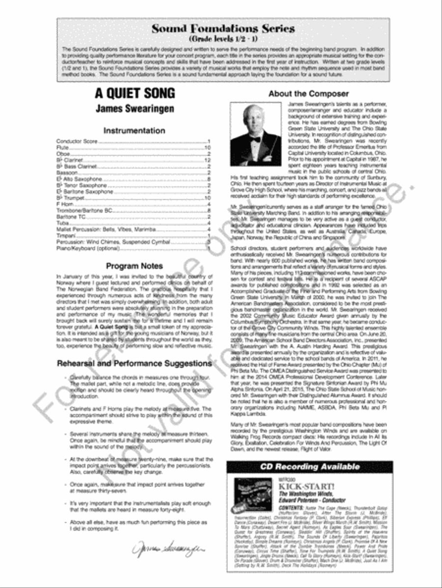 A Quiet Song Concert Band scores gallery preview page 3