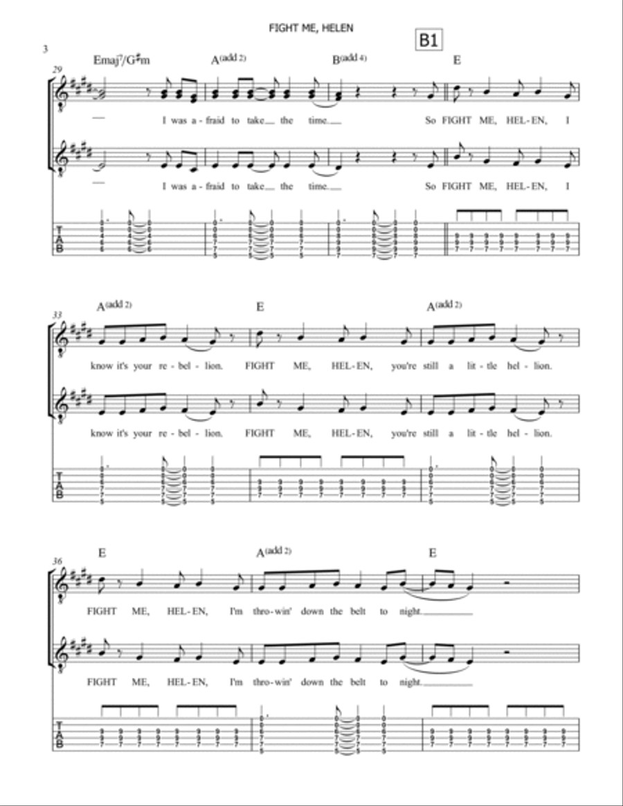 Fight Me, Helen Fight Me, Helen Electric Guitar scores gallery preview page 3