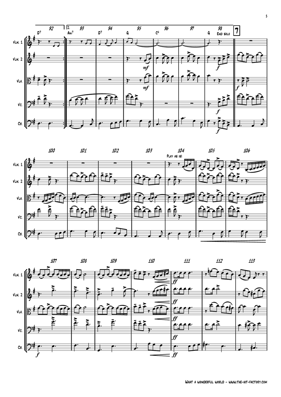 What A Wonderful World String Quartet scores gallery preview page 5