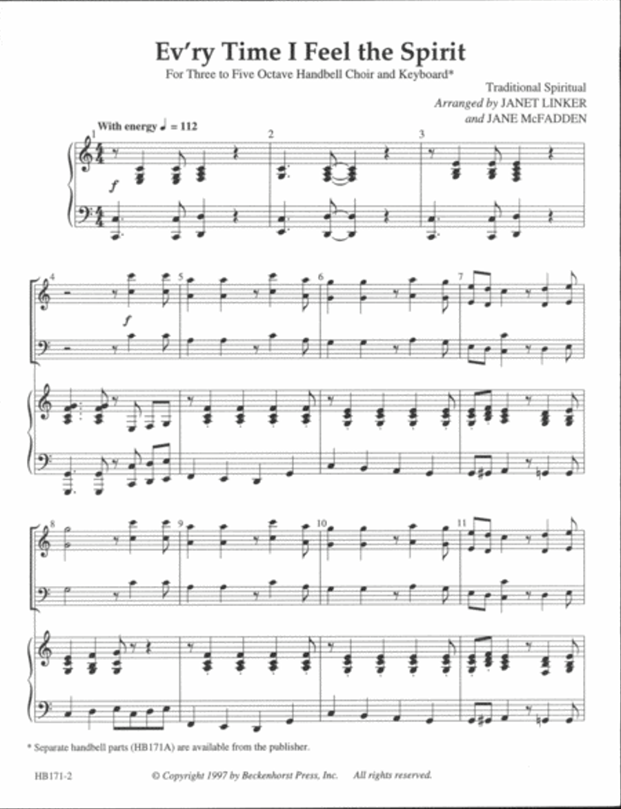 Ev'ry Time I Feel the Spirit - full score Handbell Choir scores gallery preview page 2