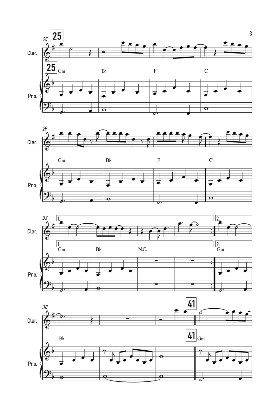 Cover Me In Sunshine Clarinet Solo scores gallery preview page 3