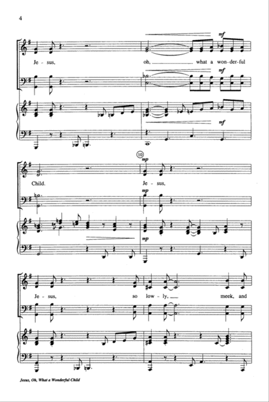 Jesus, Oh, What a Wonderful Child 4-Part scores gallery preview page 3
