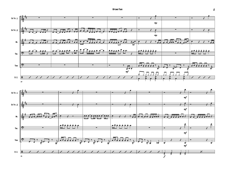 Uptown Funk Brass Quintet scores gallery preview page 5
