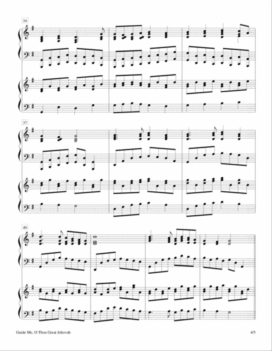 Guide Me, O Thou Great Jehovah (2 Pianos, 4 Hands Duet) 2 Pianos, 4-Hands scores gallery preview page 4