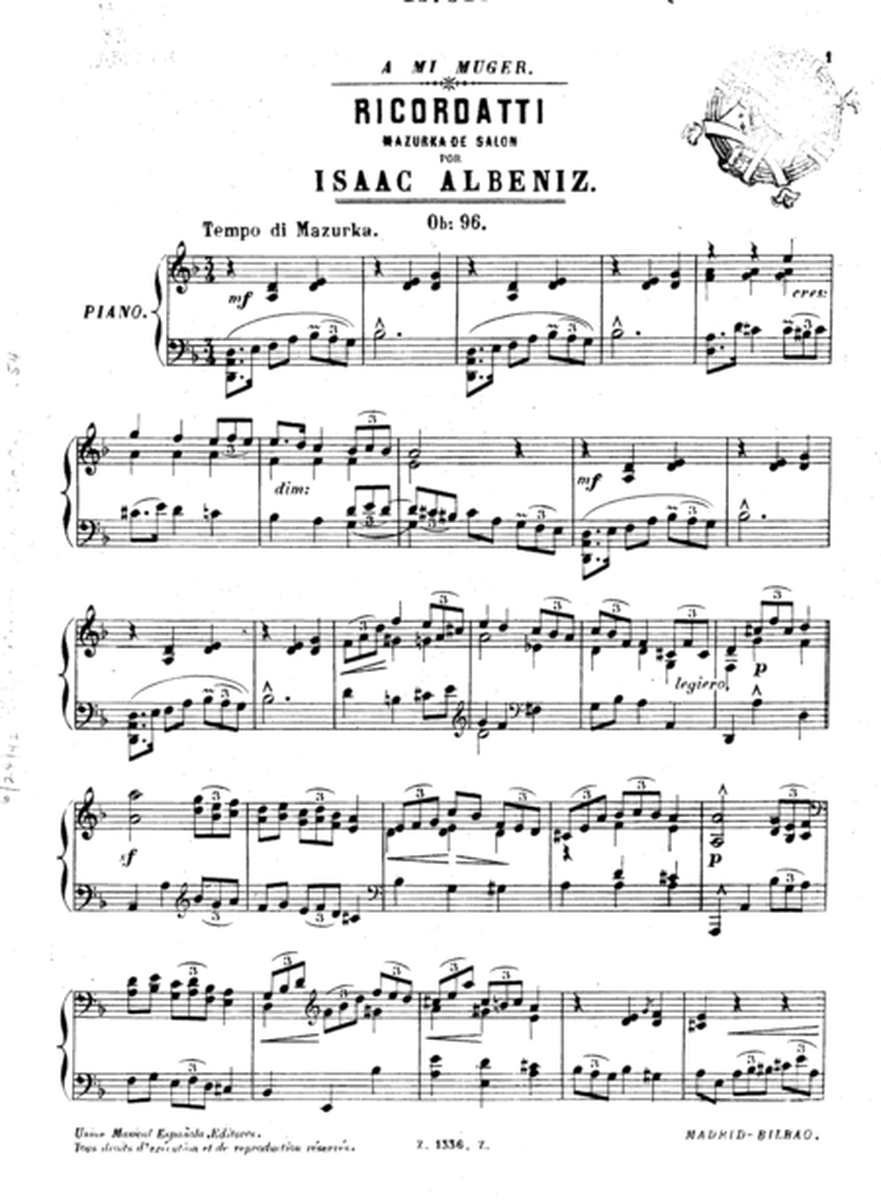 Albéniz Ricordatti, Op.96