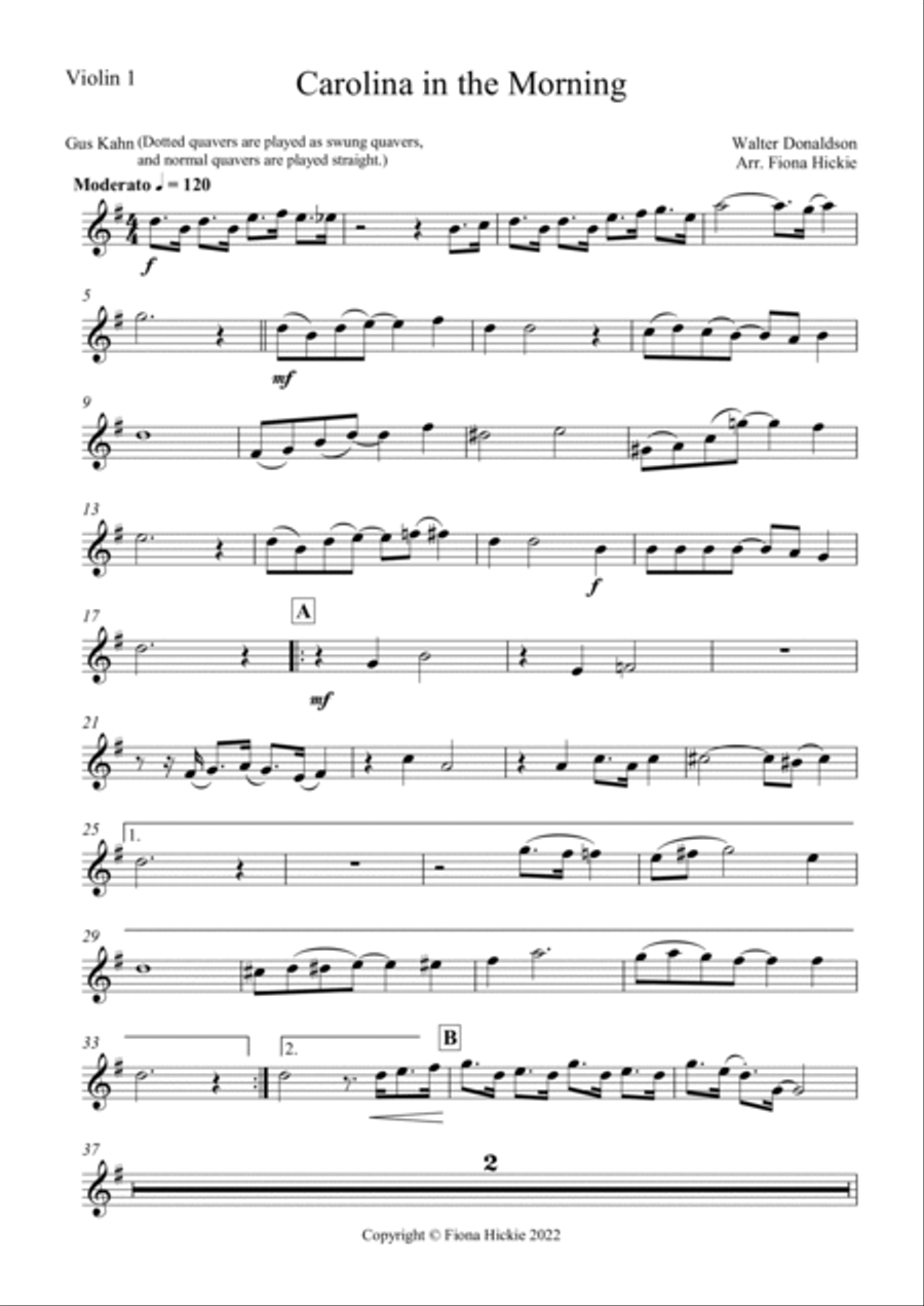 Carolina in the Morning Carolina in the Morning String Quartet scores gallery preview page 5