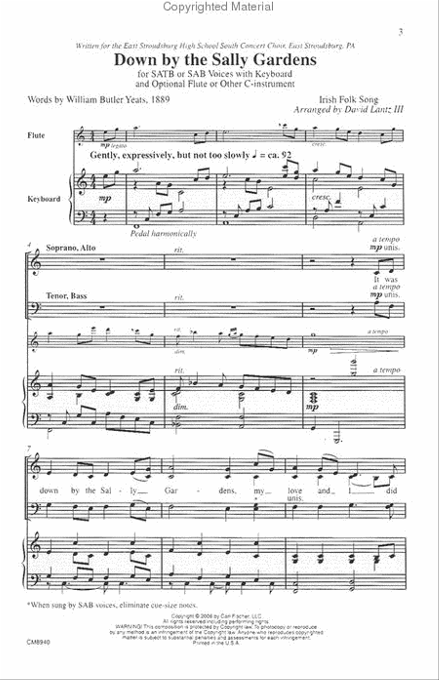 Down by the Sally Gardens SSATB scores gallery preview page 2