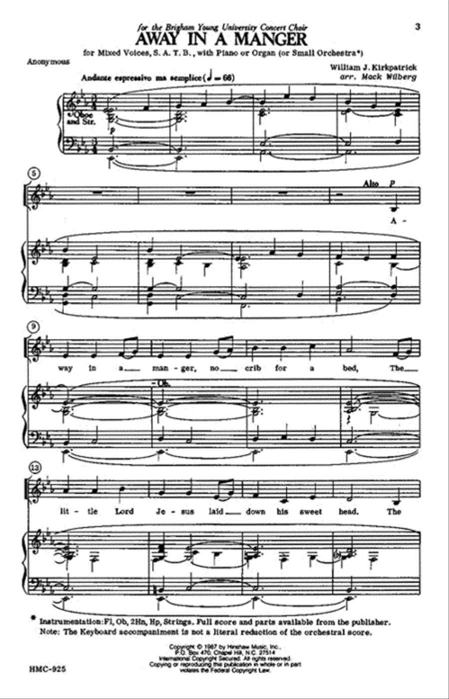 Away in a Manger 4-Part scores gallery preview page 2