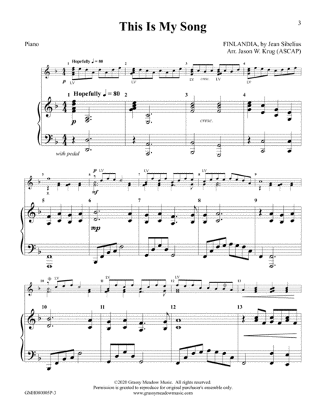 This Is My Song (piano accompaniment to 8 handbell version)