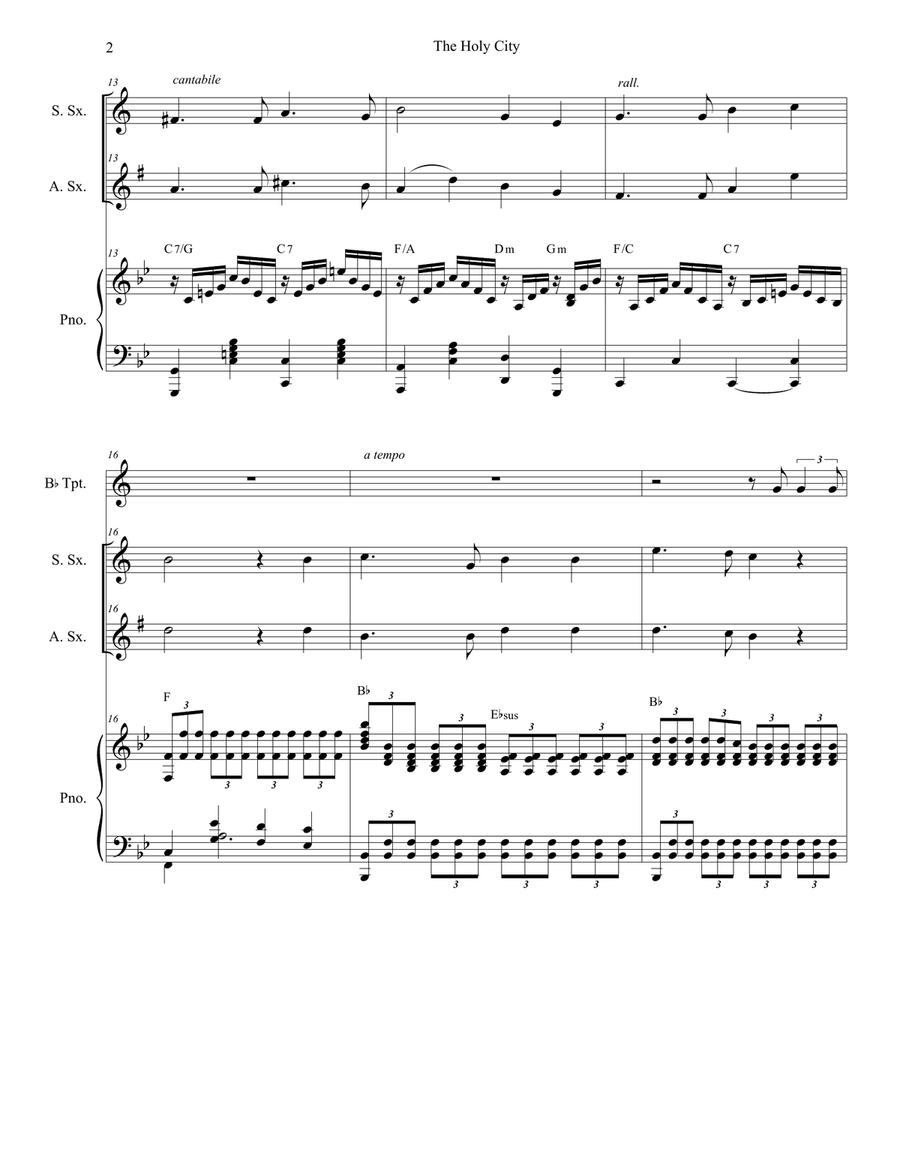 The Holy City (Duet for Soprano and Alto Saxophone) Woodwind Duet scores gallery preview page 2