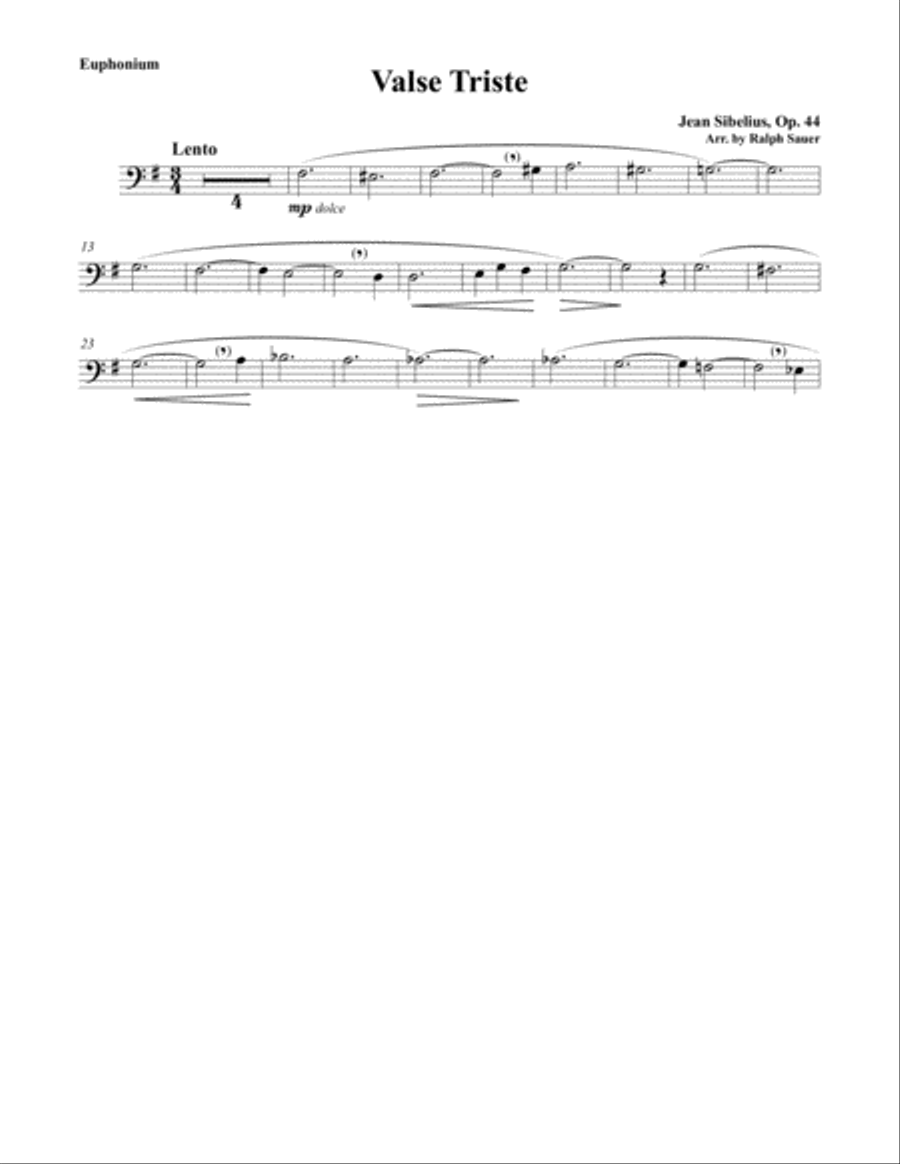 Valse Triste for Euphonium & Piano