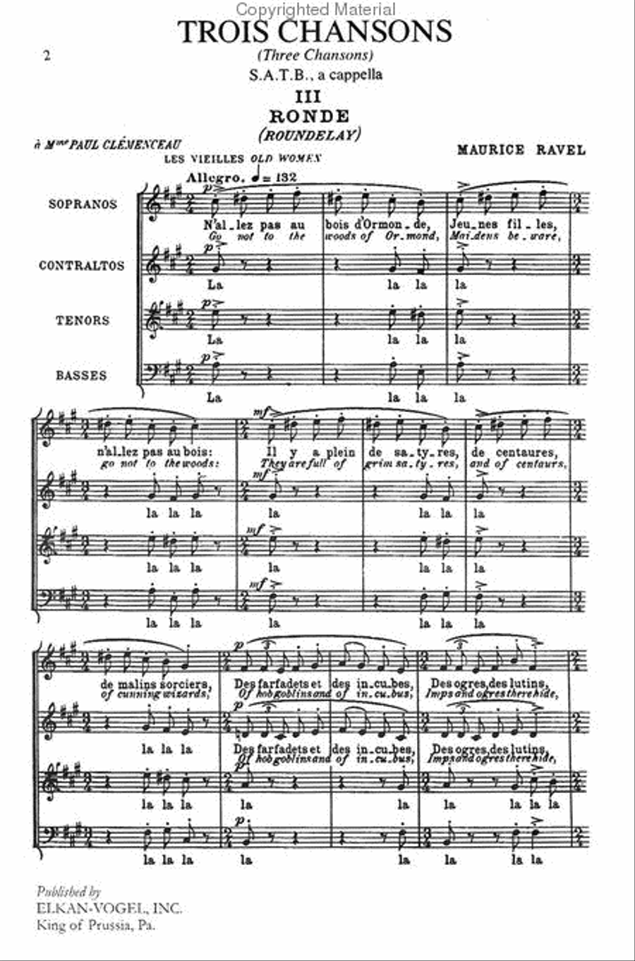 Trois Chansons Trois Chansons 4-Part scores gallery preview page 2