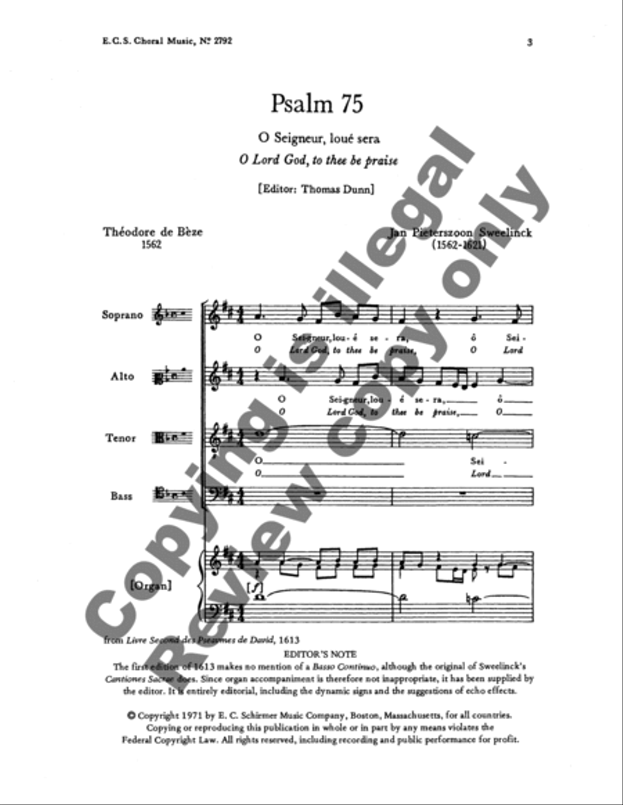 Psalm 75: O Seigneur, loue sera (O Lord God, to thee be praise) 4-Part scores gallery preview page 8