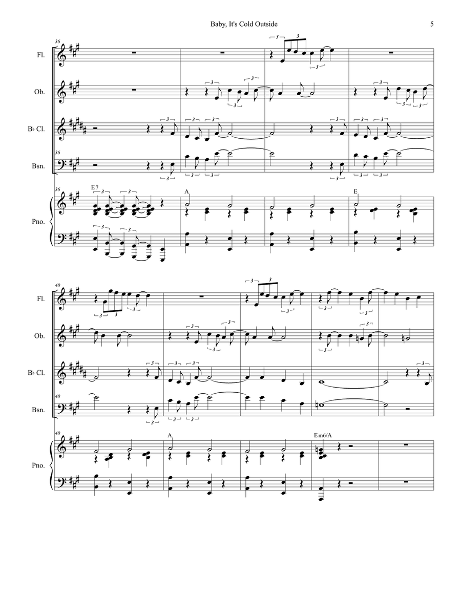 Baby, It's Cold Outside Woodwind Quartet scores gallery preview page 5