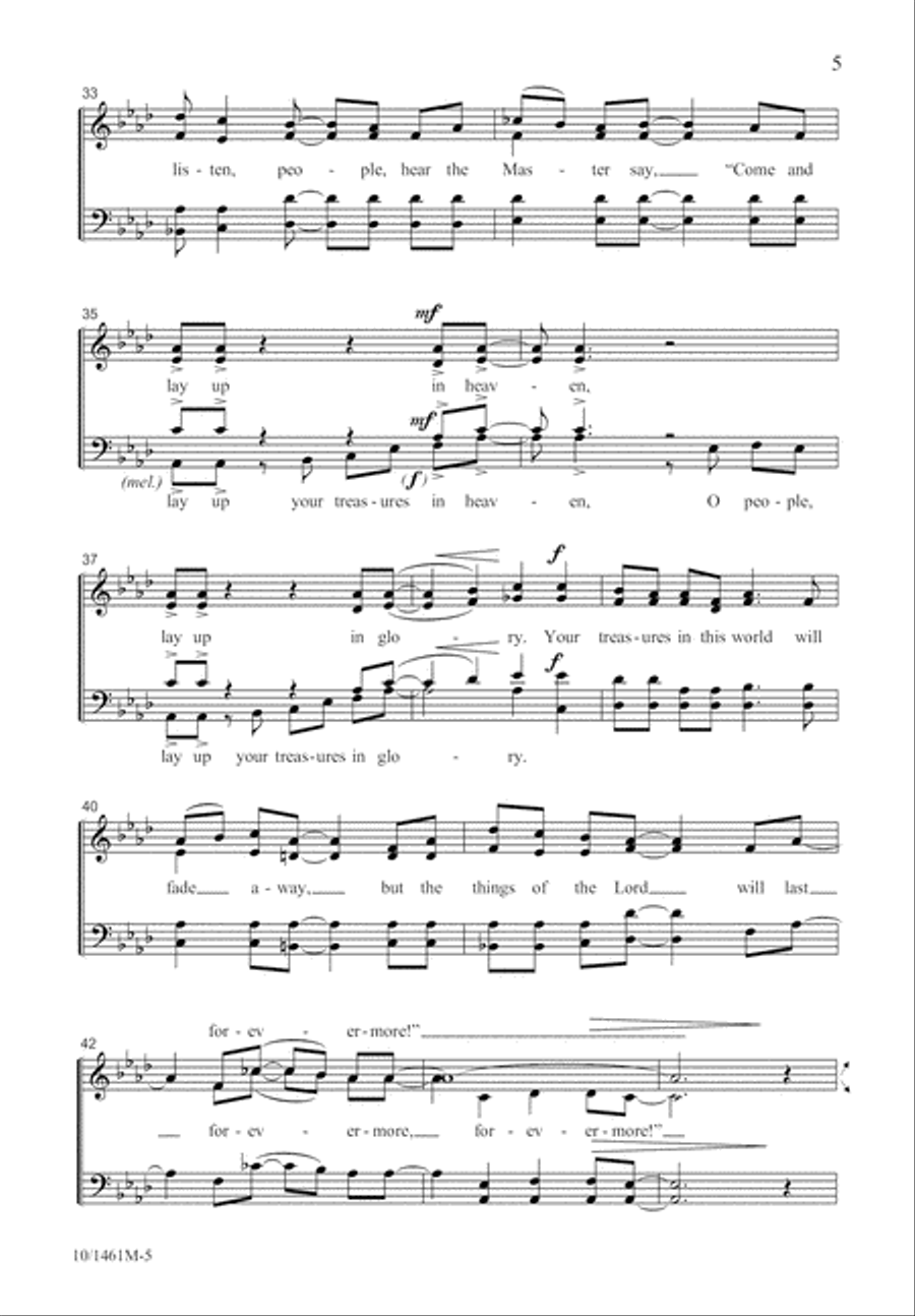 Lay Up Your Treasures in Heaven 4-Part scores gallery preview page 6