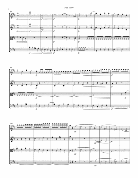 Beethoven - Piano Sonata 7 in D Major Op 10-3 - Arranged for String Quartet.  Score and parts.