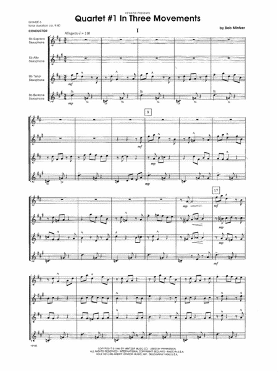 Quartet #1 In Three Movements Saxophone Quartet scores gallery preview page 2