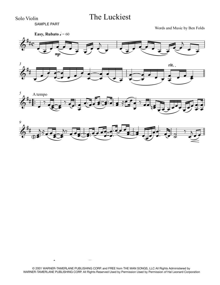 The Luckiest Violin Solo scores gallery preview page 1