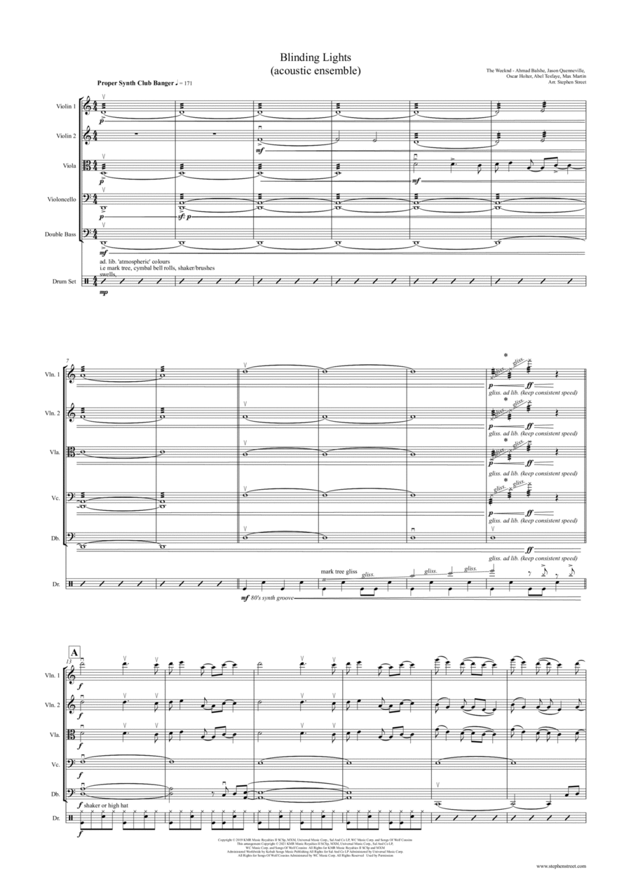 Blinding Lights Small Ensemble scores gallery preview page 1