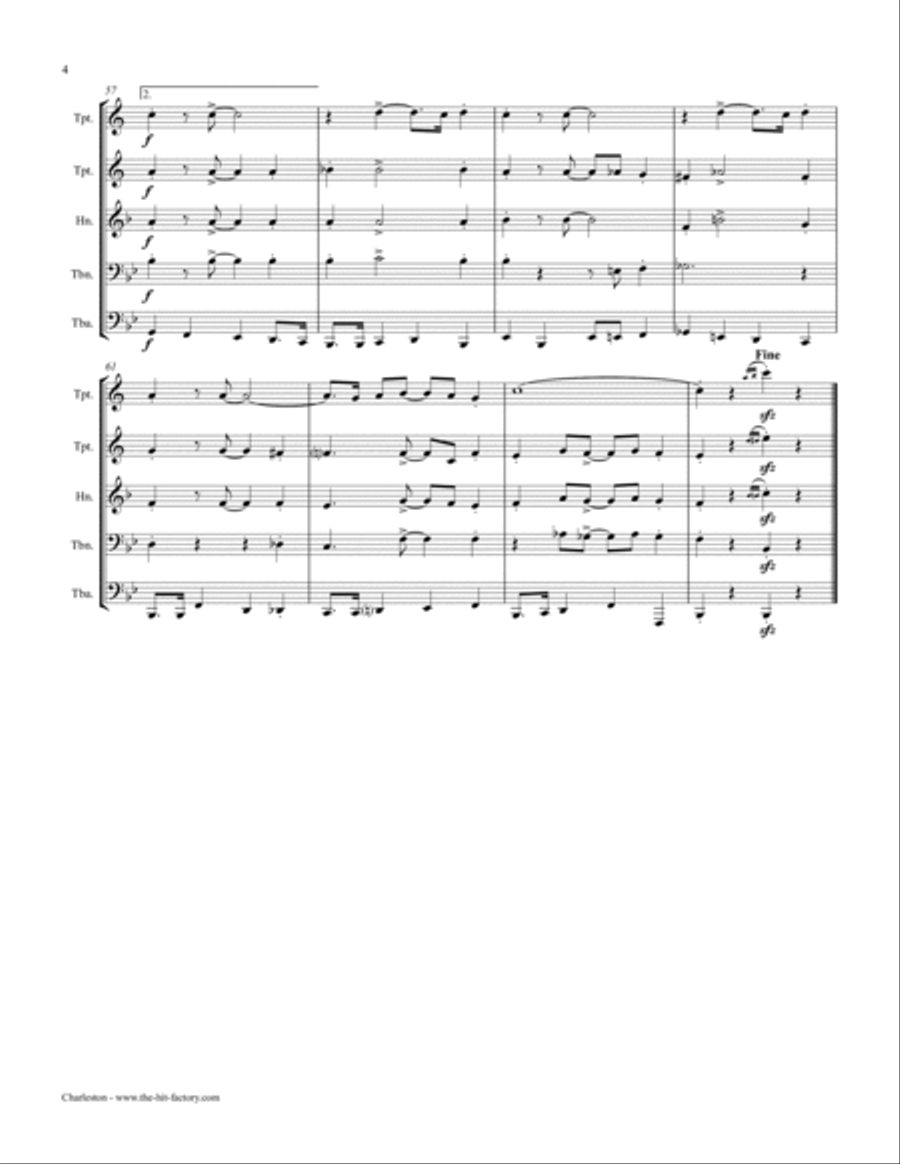 Charleston - 20ths Classic - Brass Quintet - Bb Brass Quintet scores gallery preview page 4