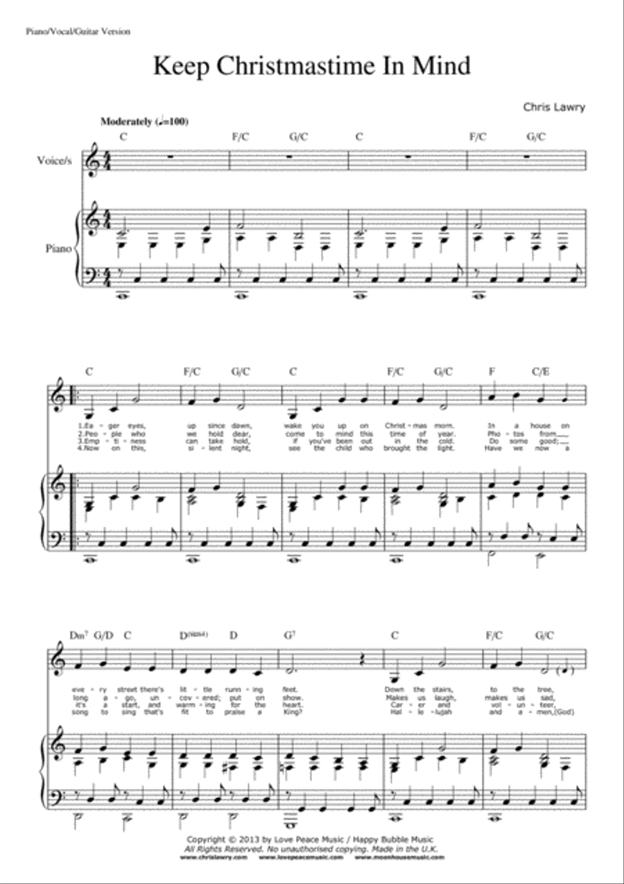 Keep Christmastime in Mind (Piano Vocal Guitar Score) Piano, Vocal, Guitar scores gallery preview page 2