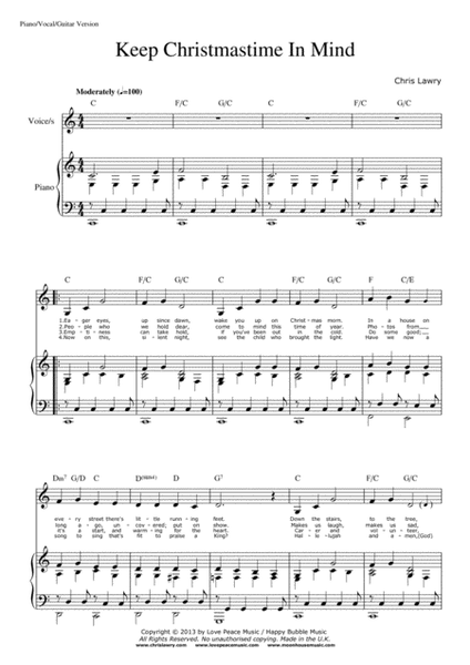 Keep Christmastime in Mind (Piano Vocal Guitar Score) image number null