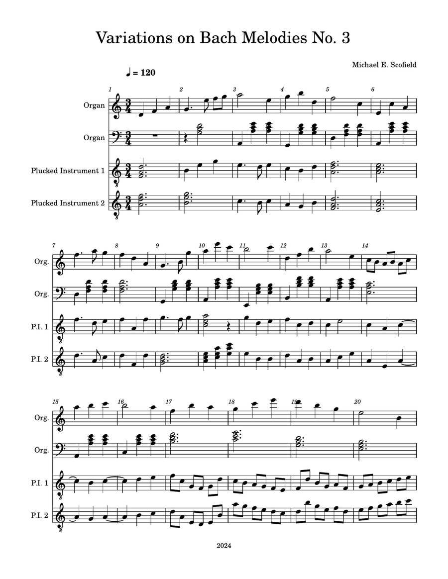 Variations of Bach Melodies No. 3 Harp scores gallery preview page 1
