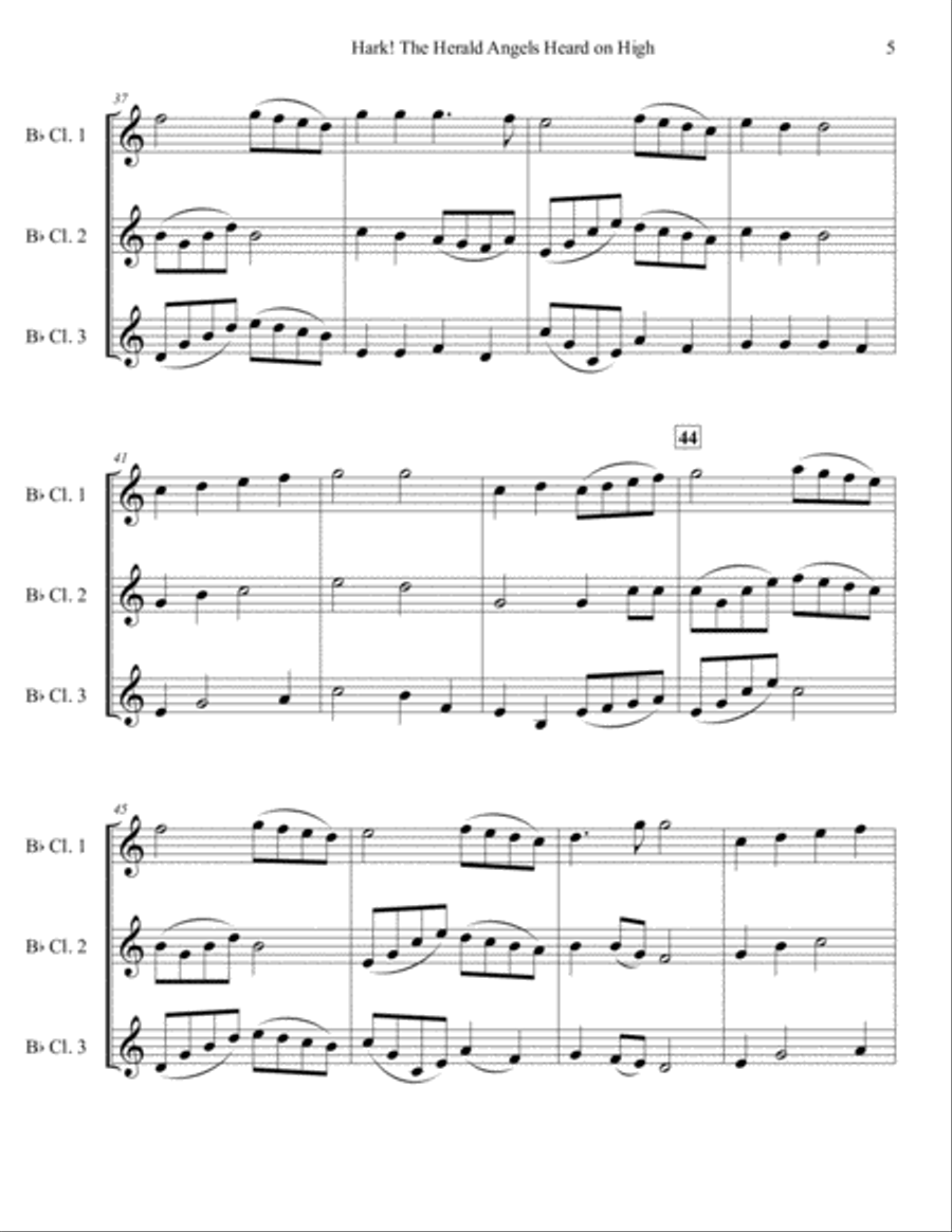 Hark! The Herald Angels Heard on High for Clarinet Trio Clarinet Trio scores gallery preview page 5